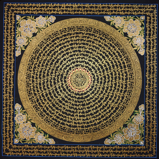 六字真言 六字真言47+47黑金角落有花