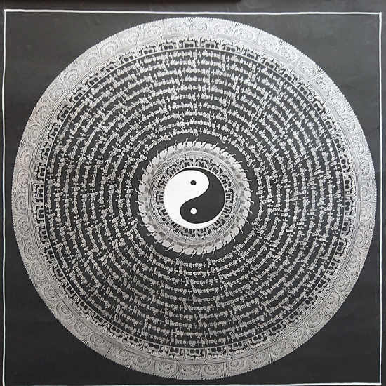 六字真言48+48中間太極銀色字體-301
