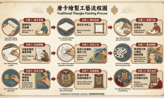 唐卡繪製工藝流程圖 Traditional Thangka Painting Process